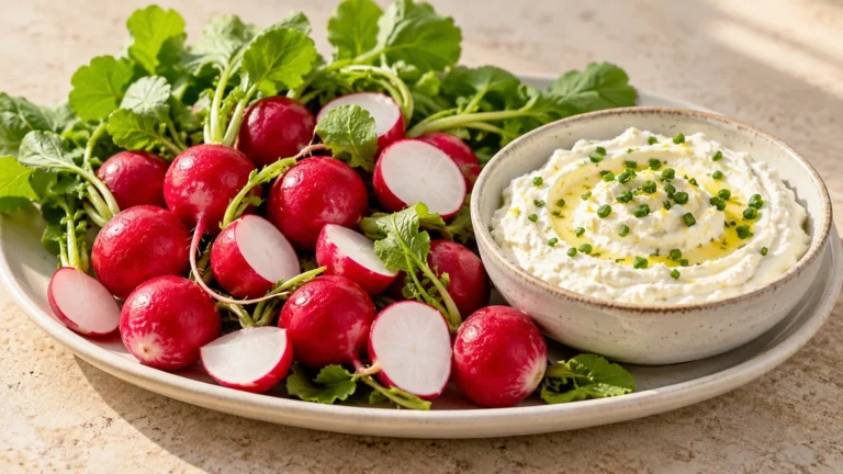 Dip for radishes: whipped feta served with fresh radishes
