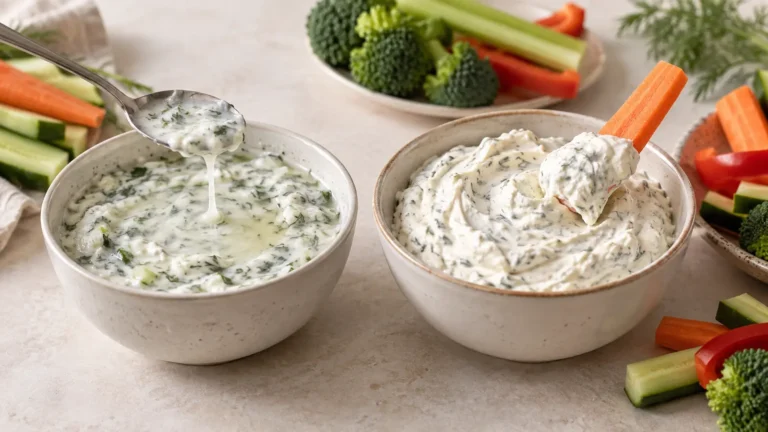 How to fix a watery dip by comparing runny and properly thick dip textures