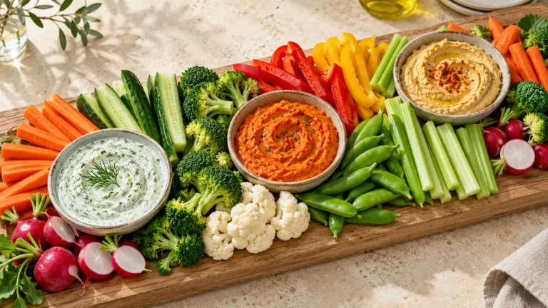 Best Dips for a Vegetable Tray served with colorful fresh vegetables