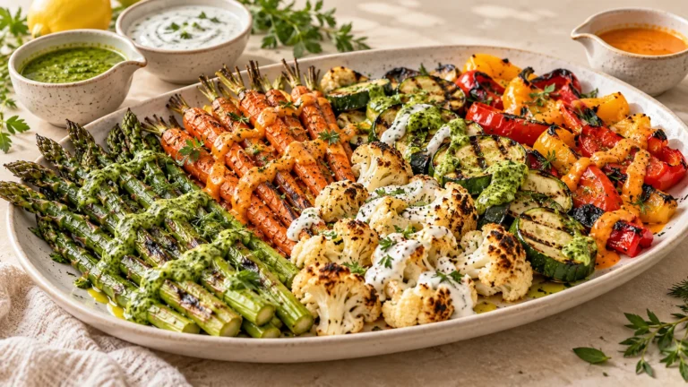 Best sauces for vegetables with tahini, herb yogurt and roasted pepper sauce