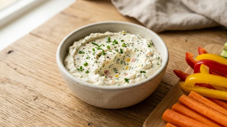 Cream cheese vegetable dip served with fresh vegetables