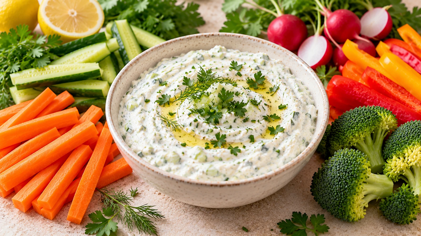 Sauce au yaourt pour crudités : recette fraîche aux herbes en 5 minutes